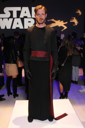 TORONTO, ON - OCTOBER 21:  A model poses at the Star Wars Spring/Summer 2016 fashion show during World Mastercard fashion week on October 21, 2015 in Toronto, Canada.  (Photo by Edward James/FilmMagic)