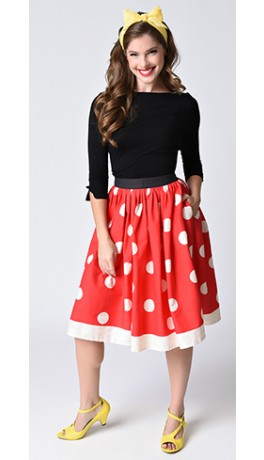 Unique_Vintage_1950s_Red_Ivory_Polka_Dot_High_Waist_Circle_Swing_Skirt