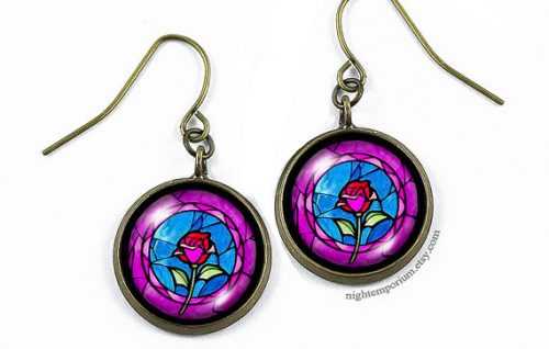 stained glass rose earrings